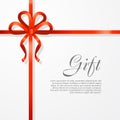 Gift. Red Wide Ribbon. Bright Bow with Two Petals