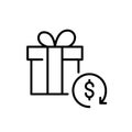 Gift return with money refund. Store shipment service. Pixel perfect, editable stroke