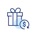 Gift return with money refund. Store shipment service. Pixel perfect icon