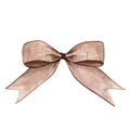 Gift sackcloth bow. Watercolor illustration