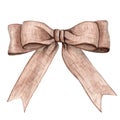 Gift sackcloth bow. Watercolor illustration