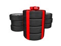 Gift set four tyres. 3d rendering Royalty Free Stock Photo