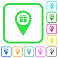 Gift shop GPS map location vivid colored flat icons icons Royalty Free Stock Photo