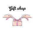 Gift shop logo illustration vector Royalty Free Stock Photo