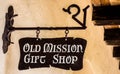 Gift shop sign at a California mission