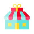 Gift shop vector illustration, flat style icon Royalty Free Stock Photo