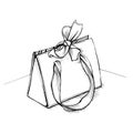 Gift shopping bag with handles bow and ribbons Royalty Free Stock Photo