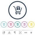 Gift shopping flat color icons in round outlines Royalty Free Stock Photo