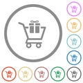 Gift shopping flat icons with outlines Royalty Free Stock Photo