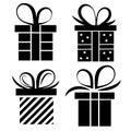 A set of gift boxes with a bow isolated on a white background Royalty Free Stock Photo