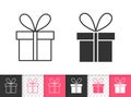 Gift simple black line vector icon