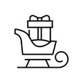 Gift sledge line icon, concept sign, outline vector illustration, linear symbol.