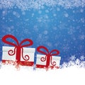 Gift snow stars blue white background Royalty Free Stock Photo