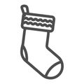 Gift socks line and solid icon. Christmas holiday stocking for presents outline style pictogram on white background Royalty Free Stock Photo