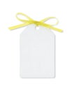 Gift tag tied with yellow ribbon with clipping path