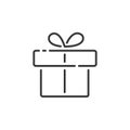 Gift thin line icon. Box with ribbon. Outline commerce vector illustration