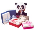 Gift toys and boxes, Christmas boxes, boxes for Christmas Royalty Free Stock Photo