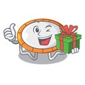 With gift trampoline illustration icon for cartoon design