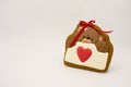 Gift for Valentine`s Day. Original gingerbread, a bear with a heart