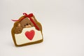 Gift for Valentine`s Day. Original gingerbread, a bear with a heart