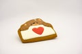 Gift for Valentine`s Day. Original gingerbread, a bear with a heart