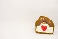 Gift for Valentine`s Day. Original gingerbread, a bear with a heart