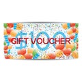 Gift voucher with balls and cofetti. Royalty Free Stock Photo