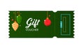 Gift Voucher Banner or Horizontal Template Layout in Green Color for Merry Christmas and New Year Royalty Free Stock Photo