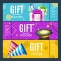 Gift Voucher Card Set Template Monetary Value Coupon. Vector Royalty Free Stock Photo