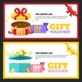 Gift voucher, certificate or coupon vector design layout. Discount banner or holidays greeting card template. Royalty Free Stock Photo