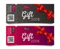 Gift voucher certificate with red bow and gender pattern of male and female symbols Royalty Free Stock Photo