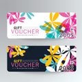 Gift Voucher Colorful,Flowers Pink.