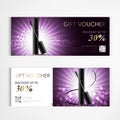 Gift voucher cosmetics luxury mascara for annual sale blue packaging template vector design EPS10