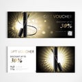 Gift voucher cosmetics luxury mascara for annual sale blue packaging template vector design EPS10