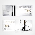 Gift voucher cosmetics luxury mascara for annual sale blue packaging template vector design EPS10