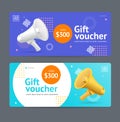 Gift Voucher Coupon Set with Realistic Detailed 3d Elements . Vector Royalty Free Stock Photo