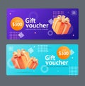 Gift Voucher Coupon Set with Realistic Detailed 3d Elements . Vector Royalty Free Stock Photo