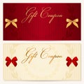 Gift Voucher / coupon template. Bow (ribbons) Royalty Free Stock Photo