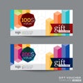 Gift voucher coupon template with colorful isometric shape