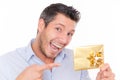 Gift voucher man Royalty Free Stock Photo