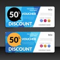 Gift voucher market offer template layout with colorful modern triangle business design. Certificate special discount