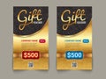 Gift voucher market template with golden tag market design. Special offer golden certificate coupon design template Royalty Free Stock Photo