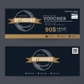 Gift Voucher Premier Gold Color Design concept for gift coupon, invitation, certificate, flyer, banner, ticket.