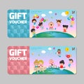 Gift voucher template with colorful pattern,cute gift voucher certificate coupon design template, kids voucher Vector illustration Royalty Free Stock Photo
