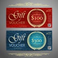 Gift voucher template with colorful pattern,cute gift voucher certificate coupon design template,Collection gift Royalty Free Stock Photo