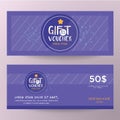 Gift Voucher template with colorful pattern.