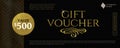 Gift voucher template with glitter gold elements. Vector illustration. Design for invitation, certificate, gift coupon, ticket, Royalty Free Stock Photo