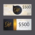 Gift voucher template with gold pattern, Gift certificate. Background design gift