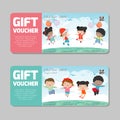 Gift voucher template and modern pattern. kids concept. Voucher template with premium pattern, gift Voucher template with colorful