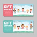 Gift voucher template and modern pattern. kids concept. Voucher template with premium pattern, gift Voucher template with colorful